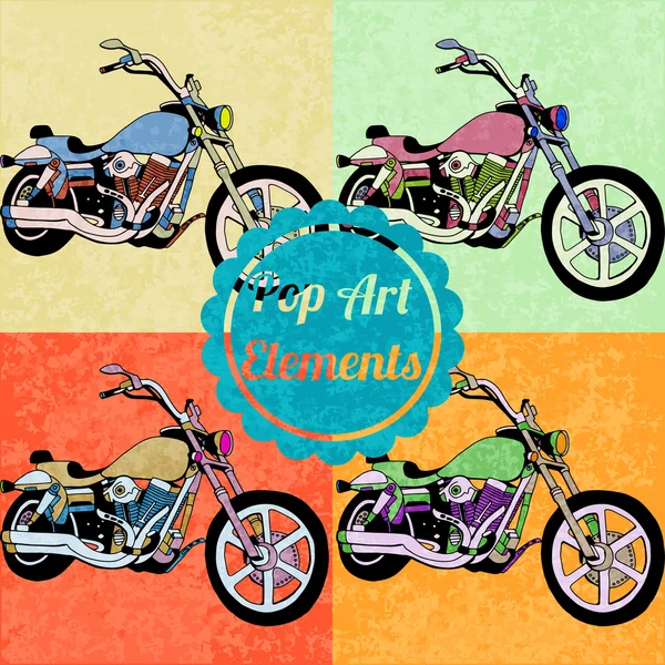 Pop art style elements. Set of vector motorbikes — 스톡 벡터