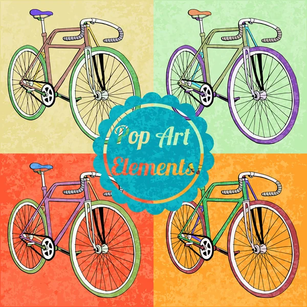 Pop art style elements. Set of vector bicycles — 图库矢量图片