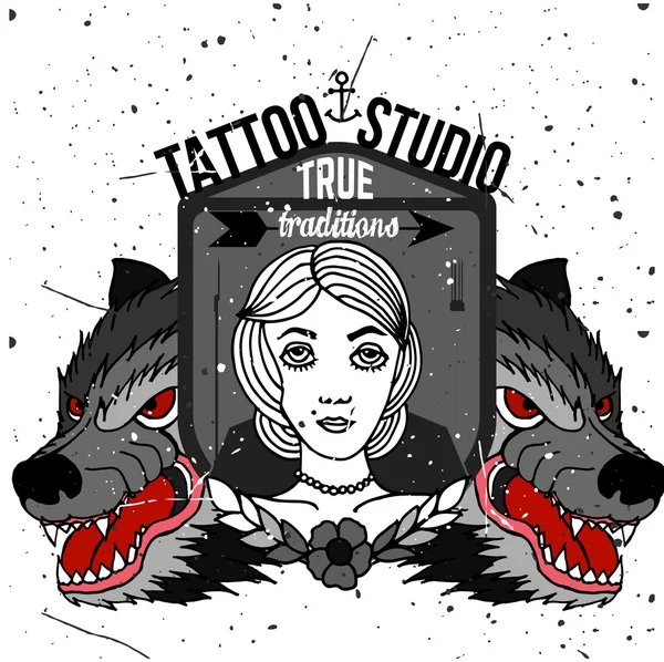 T-shirt de tatouage fait maison design . — Image vectorielle