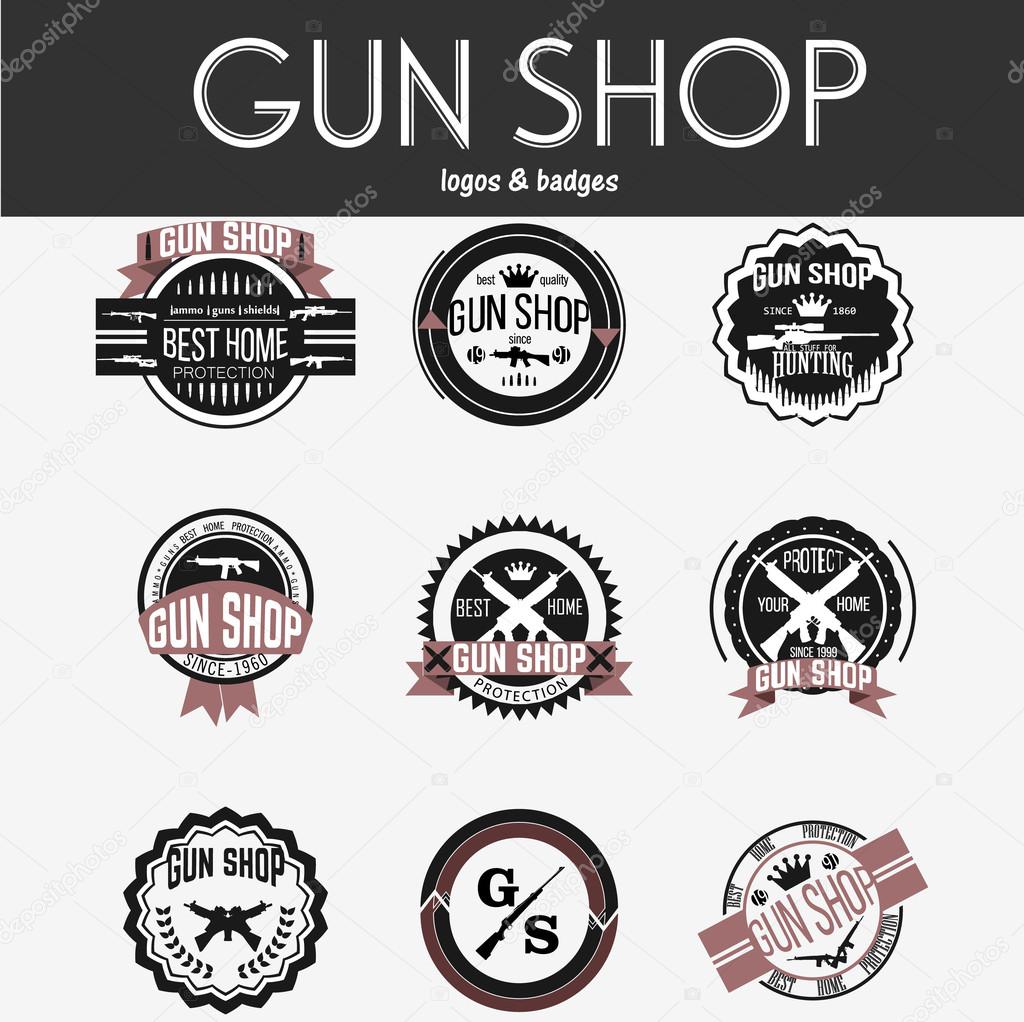 Gun shop logotypes and badges
