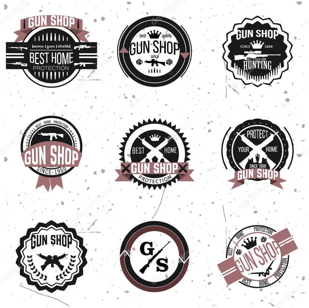 Gun shop logotypes and badges