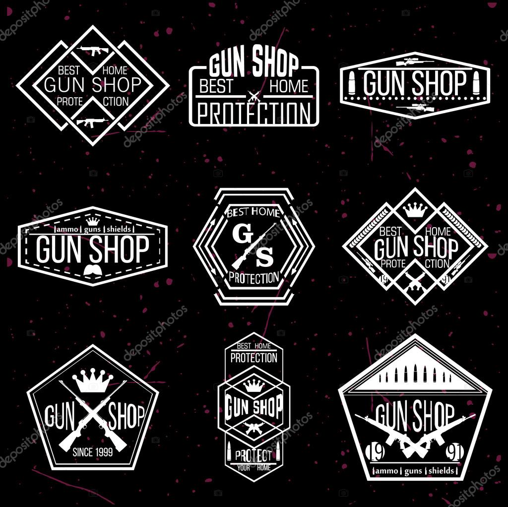 Gun shop logotypes and badges