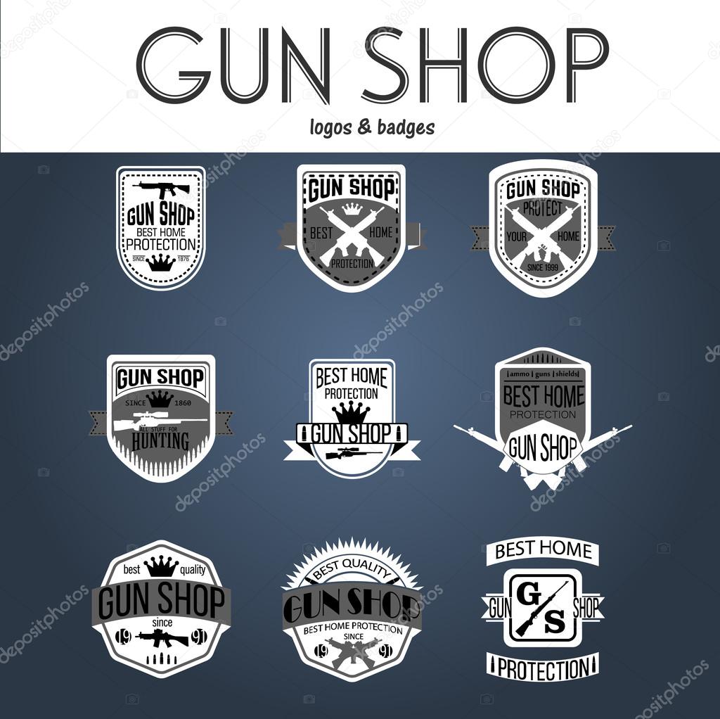 Gun shop logotypes and badges