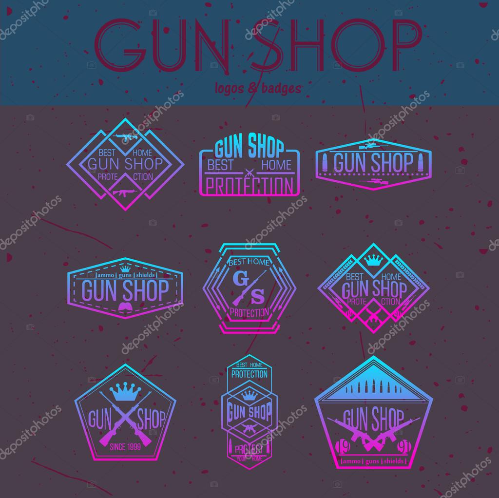 Gun shop logotypes and badges