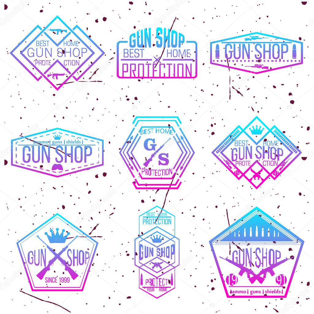 Gun shop logotypes and badges