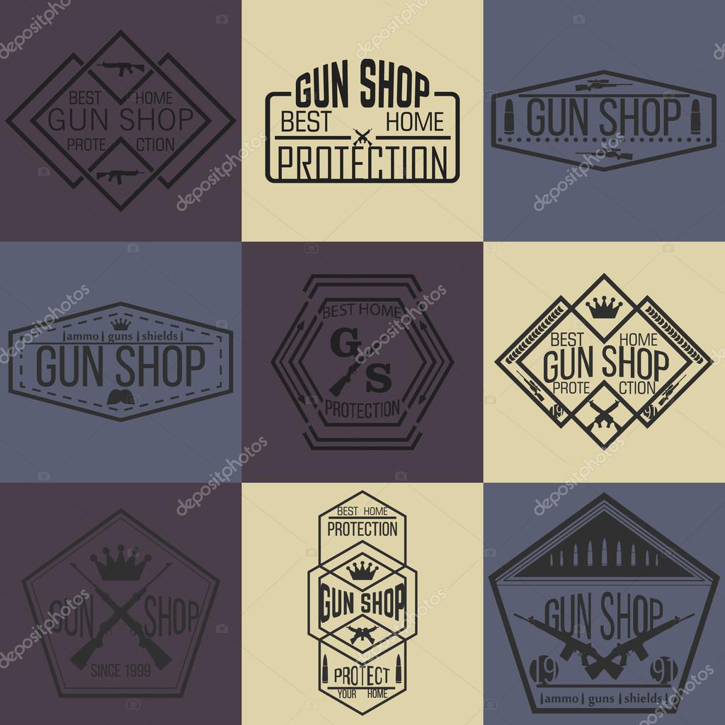 Gun shop logotypes and badges