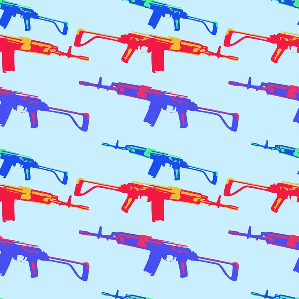Ruky nakreslené pop art tok dokumentů jednotlivými vzorek s colorfull zbraně — Stockový vektor