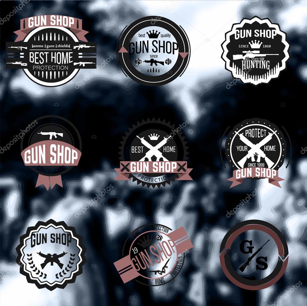 Gun shop logotypes and badges