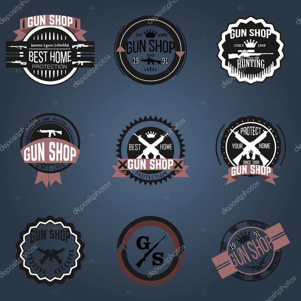 Gun shop logotypes and badges
