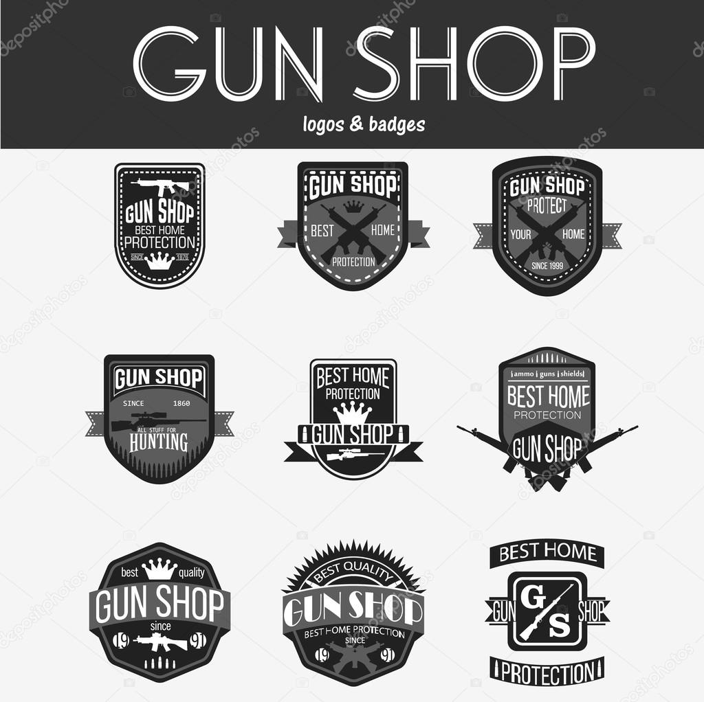 Gun shop logotypes and badges