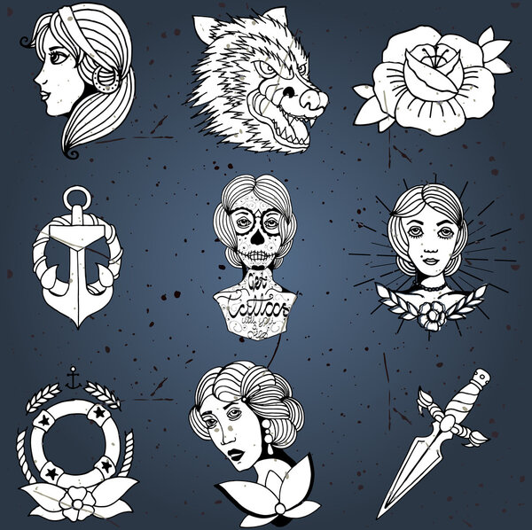 Векторный набор татуировок
