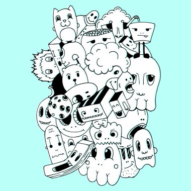 El yapımı ve karalamalar öğeleri arka plan. Tişört ve eşofman üstünü tasarım. Vektör çizim