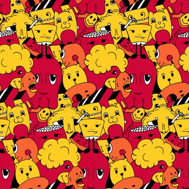 El yapımı karalamalar öğeleri seamless modeli. Vektör çizim