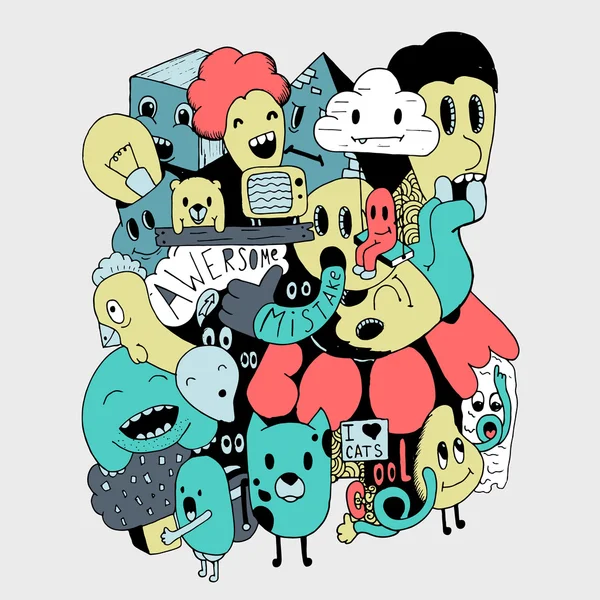 El yapımı ve karalamalar öğeleri arka plan. Tişört ve eşofman üstünü tasarım. Vektör çizim