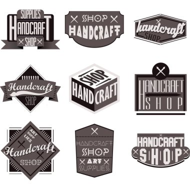 Retro Vintage Insignias veya Logotypes seti. Vektör tasarım ögeleri, iş işaretleri, logolar, kimlik, etiketler, rozetler ve nesneler.