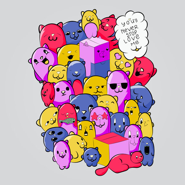 Большая композиция каракулей для ваших открыток, открыток, брошюр, футболок и плакатов
