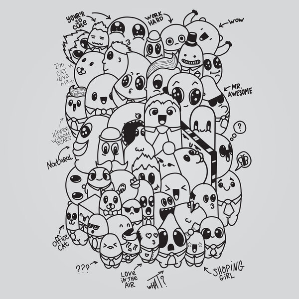 Большая композиция каракулей для ваших открыток, открыток, брошюр и плакатов
