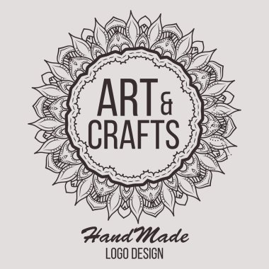 Etnik logo dekoratif unsur. El zarif lineart logo tasarımı çekilmiş. Vektör çizim. Islam, Arapça, Indian, Osmanlı motifleri.