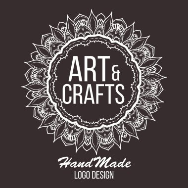 Etnik logo dekoratif unsur. El zarif lineart logo tasarımı çekilmiş. Vektör çizim. Islam, Arapça, Indian, Osmanlı motifleri.