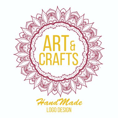 Etnik logo dekoratif unsur. El zarif lineart logo tasarımı çekilmiş. Vektör çizim. Islam, Arapça, Indian, Osmanlı motifleri.