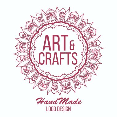 Etnik logo dekoratif unsur. El zarif lineart logo tasarımı çekilmiş. Vektör çizim. Islam, Arapça, Indian, Osmanlı motifleri.