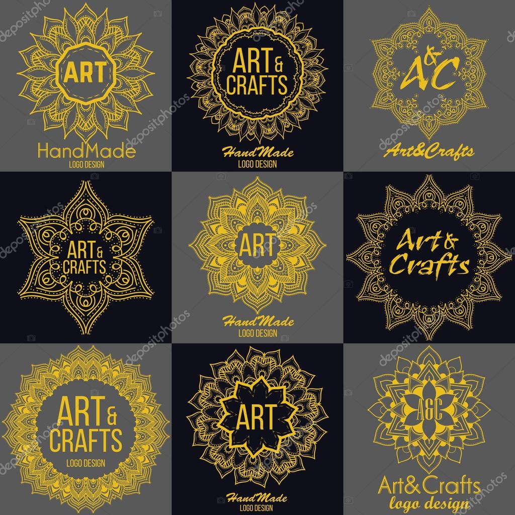 Oriental high quality logo templates set. Vector ethnic ornamental design for beauty salons, spa, massage, barber shops, saunas, healthcare and medicine.