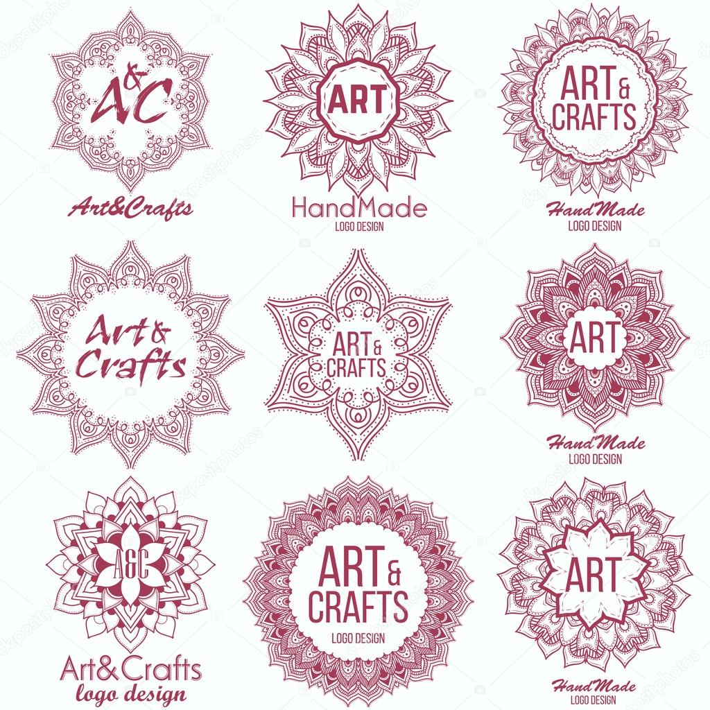 Oriental high quality logo templates set. Vector ethnic ornamental design for beauty salons, spa, massage, barber shops, saunas, healthcare and medicine.