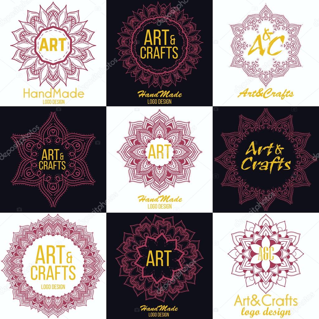 Oriental high quality logo templates set. Vector ethnic ornamental design for beauty salons, spa, massage, barber shops, saunas, healthcare and medicine.