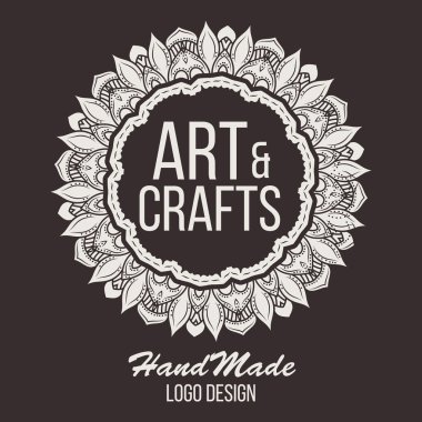 Etnik logo dekoratif unsur. El zarif lineart logo tasarımı çekilmiş. Vektör çizim. Islam, Arapça, Indian, Osmanlı motifleri.