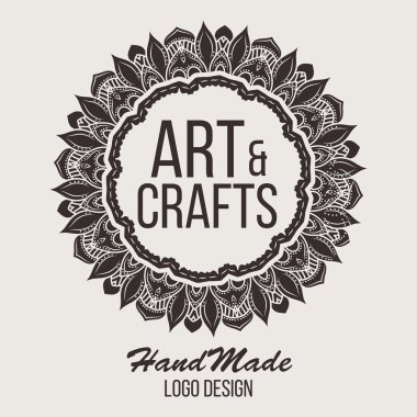 Etnik logo dekoratif unsur. El zarif lineart logo tasarımı çekilmiş. Vektör çizim. Islam, Arapça, Indian, Osmanlı motifleri.