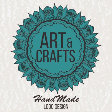 Etnik logo dekoratif unsur. El zarif lineart logo tasarımı çekilmiş. Vektör çizim. Islam, Arapça, Indian, Osmanlı motifleri.