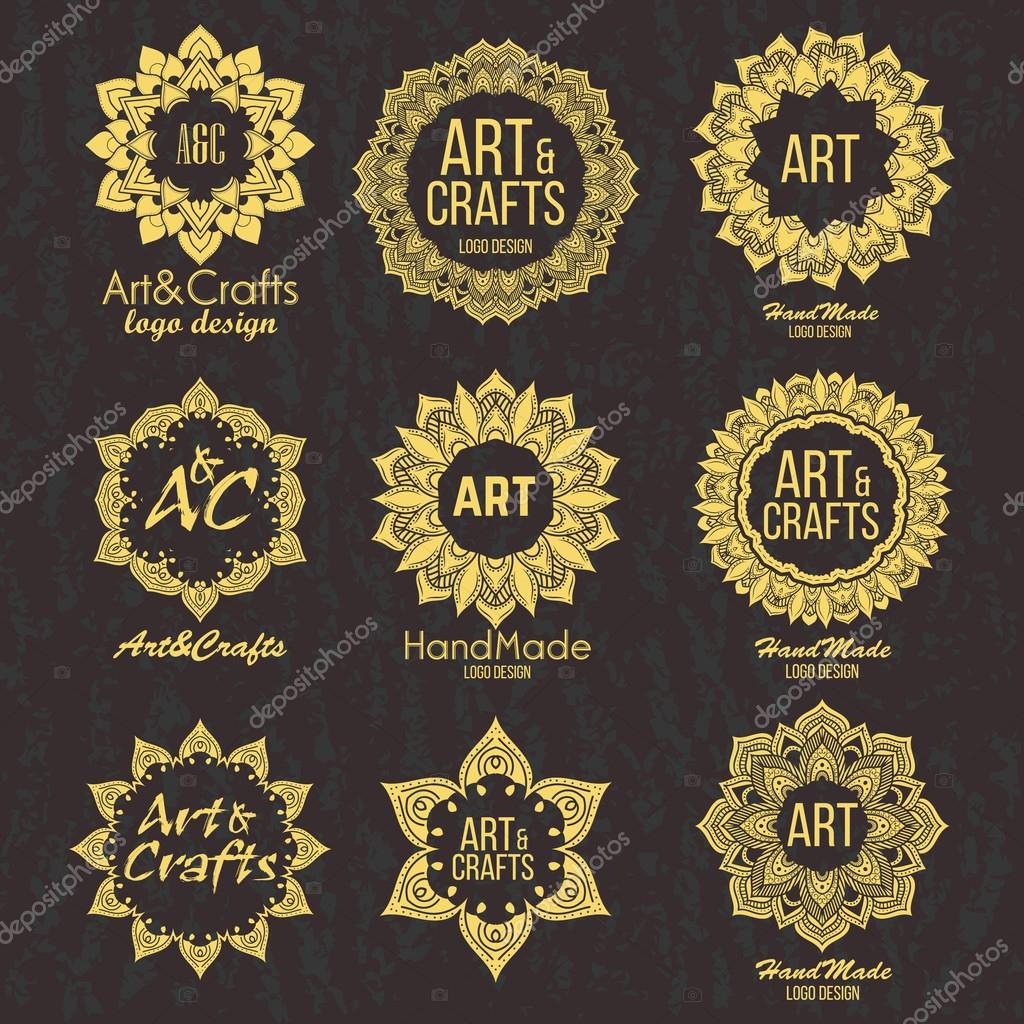 Ethnic logotype decorative element. Hand drawn elegant lineart logo design element. vector illustration. Islam, Arabic, Indian, ottoman motifs.