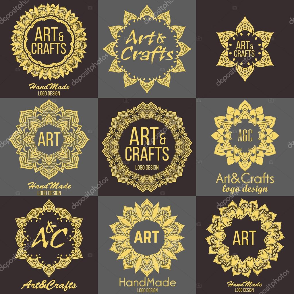Ethnic logotype decorative element. Hand drawn elegant lineart logo design element. vector illustration. Islam, Arabic, Indian, ottoman motifs.