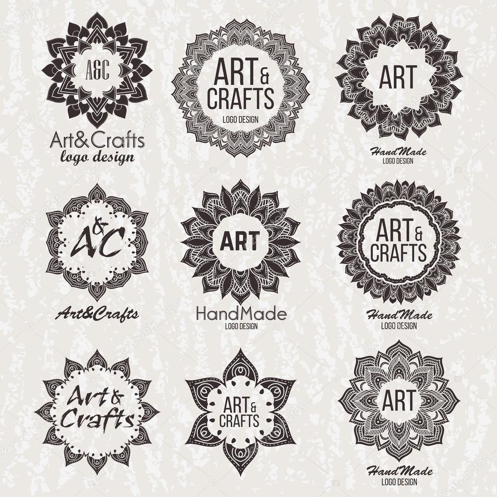 Oriental high quality logo templates set. Vector ethnic ornamental design for beauty salons, spa, massage, barber shops, saunas, healthcare and medicine.