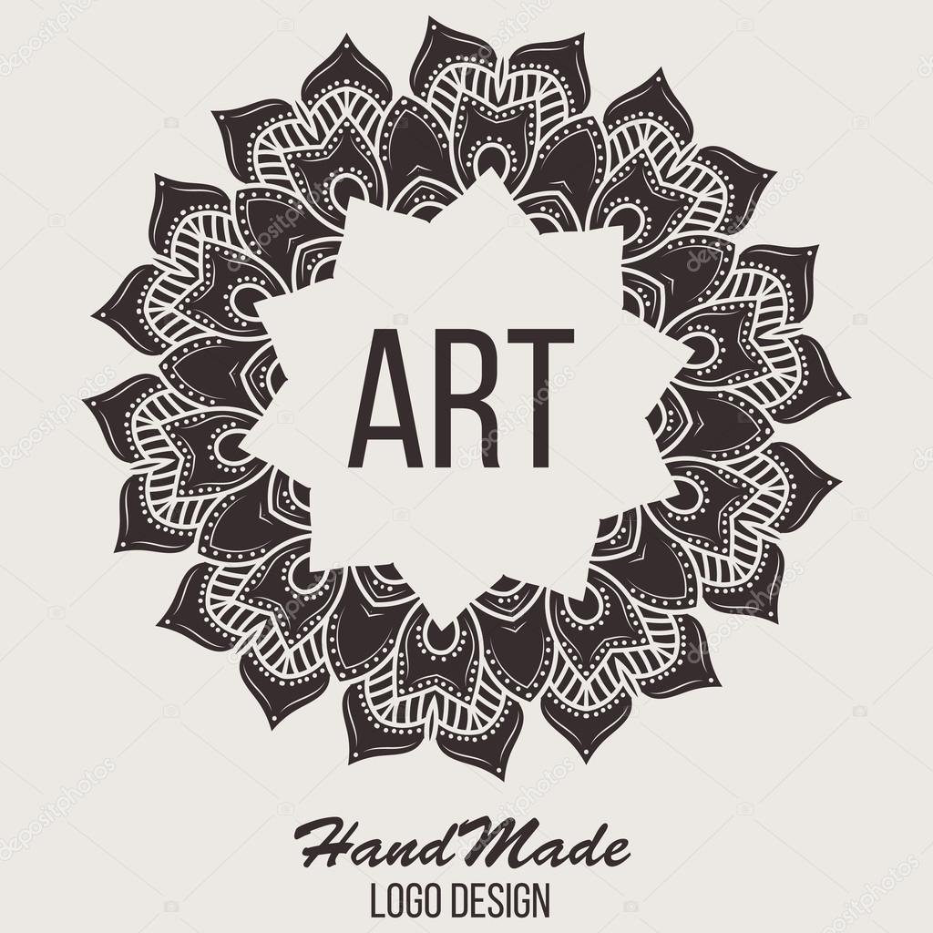 Ethnic logotype decorative element. Hand drawn elegant lineart logo design element. vector illustration. Islam, Arabic, Indian, ottoman motifs.