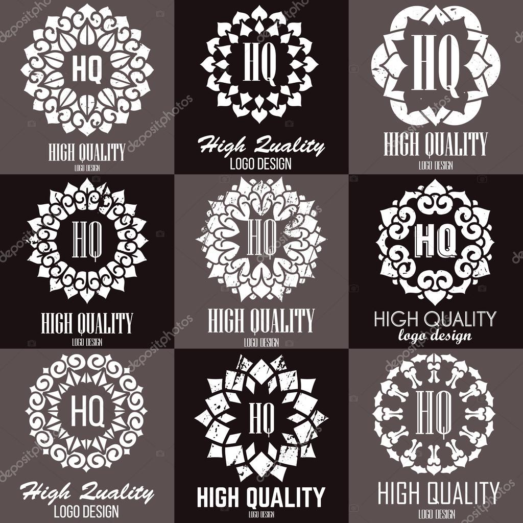 Ethnic logotype decorative element. Hand drawn elegant lineart logo design element. vector illustration. Islam, Arabic, Indian, ottoman motifs.