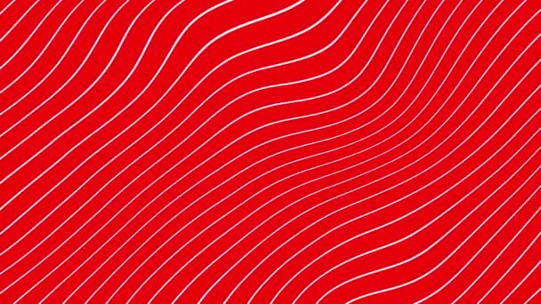 白い線の波状の動きを持つ抽象的な赤い背景 — ストック動画