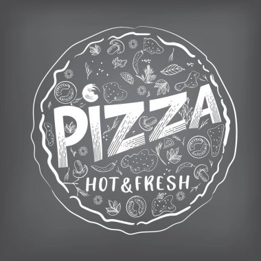 Çizim tarzında pizza vektör illüstrasyonu
