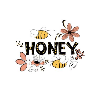 Çizgi film arıları ile bal logosu