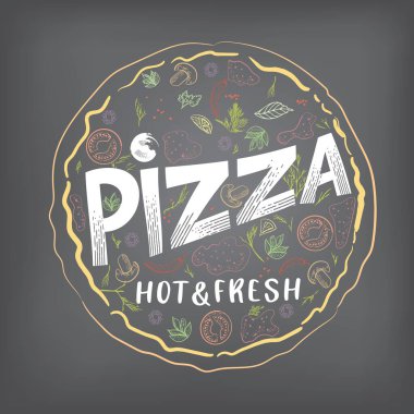 Çizim tarzında pizza vektör illüstrasyonu