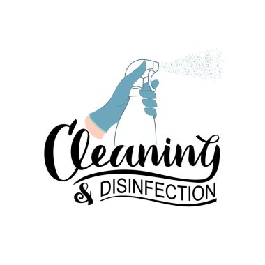 Eldivenli bir el dezenfektan püskürtür.