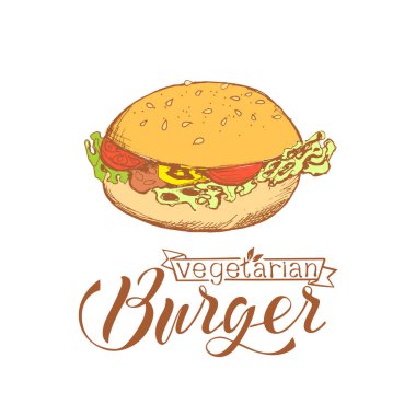 Eskiz tarzında vejetaryen hamburger.