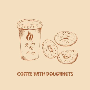 Kahve ve çöreğin resmini çiz.