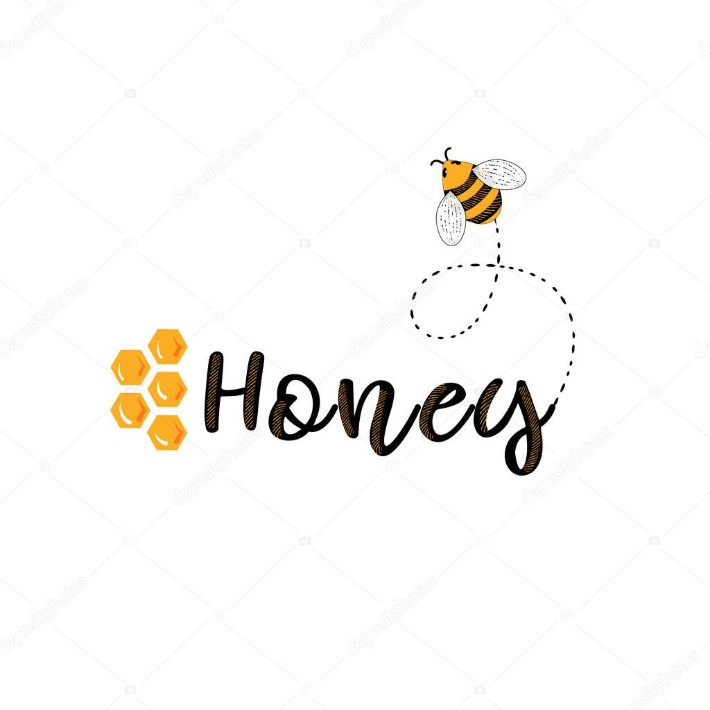 Honey logo with a bee