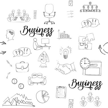 Seamless pattern of business icons