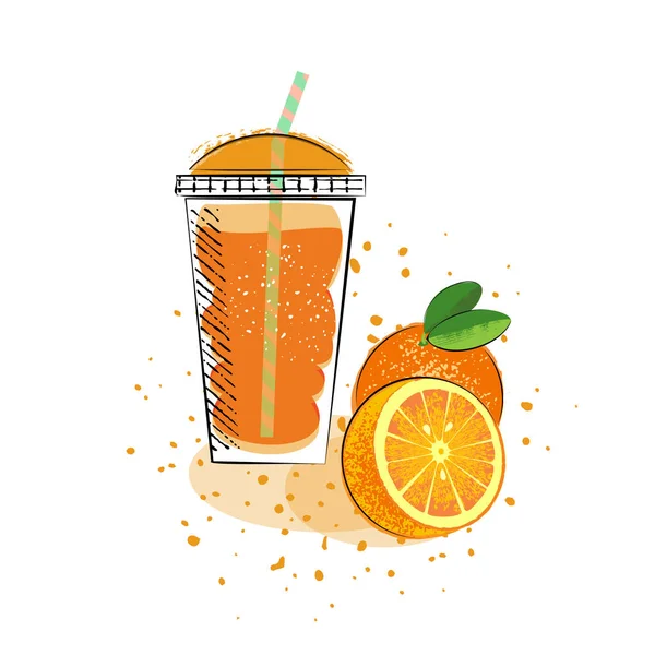 Апельсины и апельсиновый сок — стоковый вектор