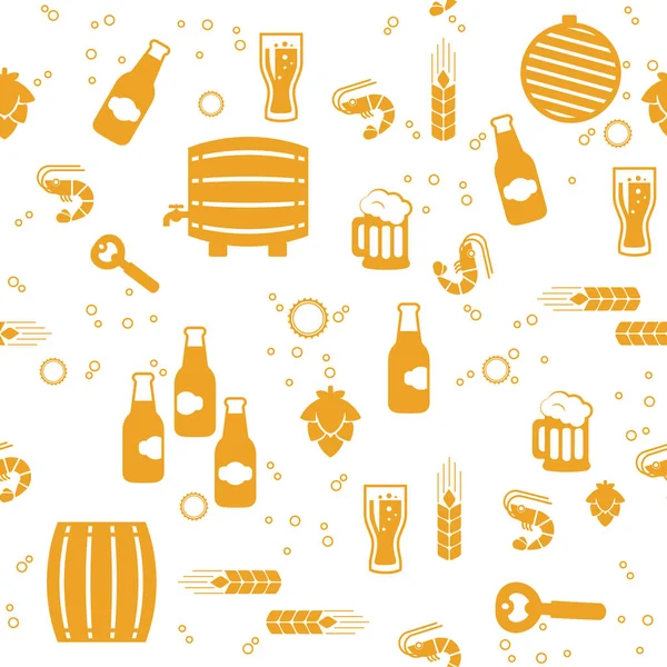 Beer seamless pattern from a set of icons — Stock Vector