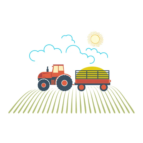 Tractor in the field — Stock Vector