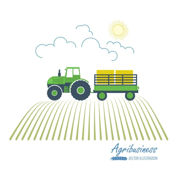 Traktor auf dem Feld — Stockvektor