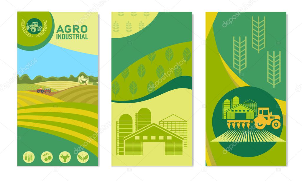 A set of banners with the concept of agriculture